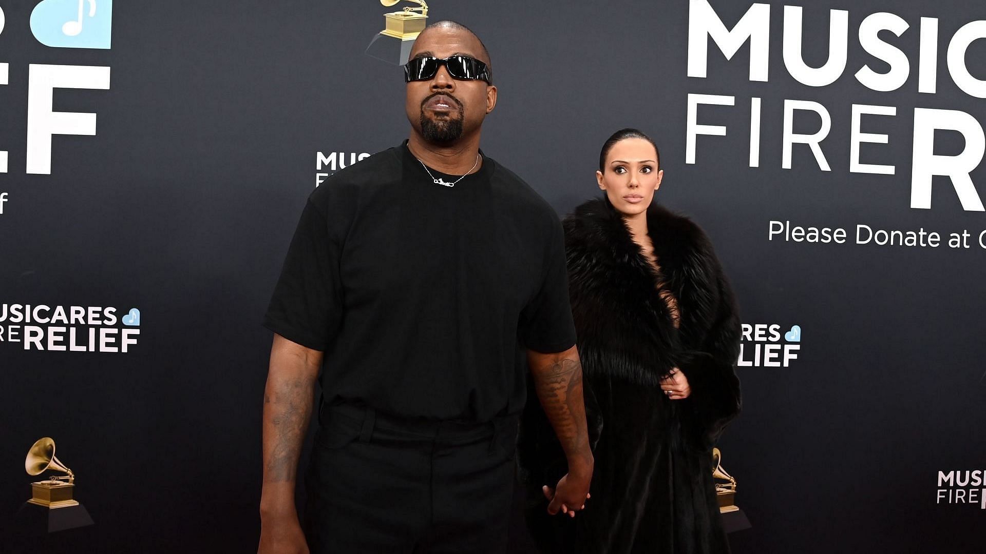 (L-R) Kanye West and Bianca Censori attend the 67th GRAMMY Awards on February 02, 2025, in Los Angeles, California. (Image via Getty/Jon Kopaloff)